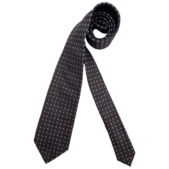 ZADI ANDREWS XL Brown Geometric Silk LUXURY Tie ITALY - Picture 1 of 5